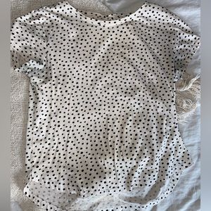 White and black polka dot blouse
